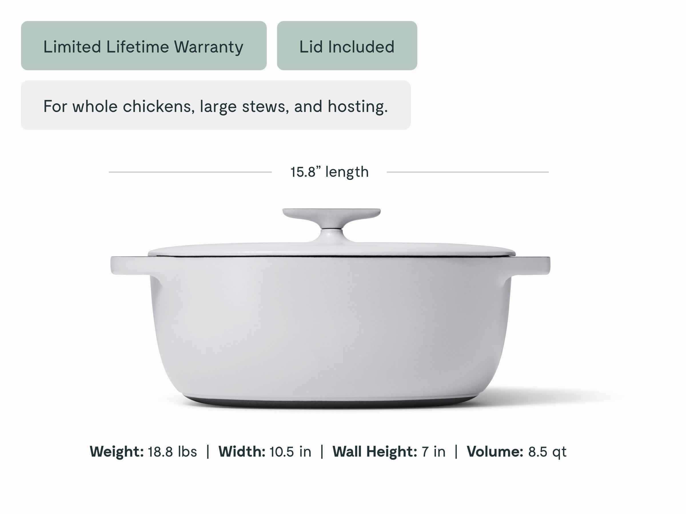 8 qt Enameled Cast Iron Oval Dutch Oven - Image 12